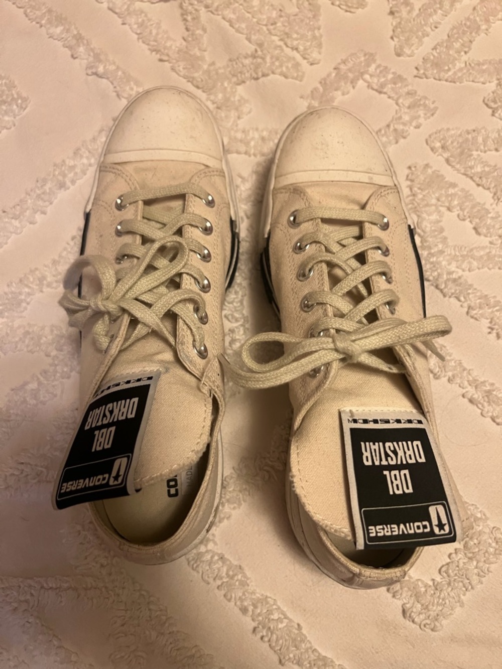 Rick Owens DRKSTR Converse Low Top platform Sneakers - Off-White Cream